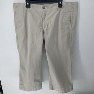 Eddie Bauer Vashon Fit Women's Capri Pants Tan Wide Leg Pockets Size 20